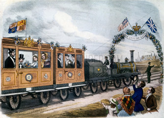 Royal train travelling north  c 1851.