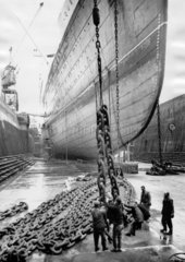 TS 'Queen Mary' in dry dock  Southampton  6 January 1966.