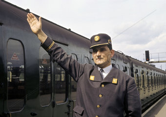 Forman signalling to train  April 1964.