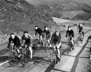 Cycling during petrol rationing  Derbyshire  WWII  October 1939.