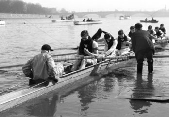 Rowing crew with cox  c 1930s.