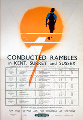 ‘Conducted Rambles in Kent  Surrey and Sussex’  BR(SR) poster  1950.