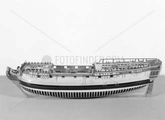 Model (unrigged) of a 20-gun ship  in glaze