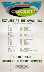 'Cricket - Fixtures at The Oval'  BR(SR) poster  1962.