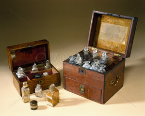 Two medicine chests  18th and 19th centuries.