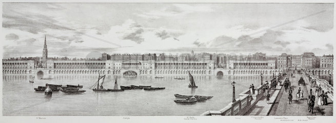 View from St Martin’s to Waterloo Bridge  London  1825.