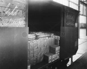 Wagon containing cases of Lyons tea  Greenf