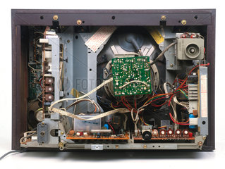 Wiring inside a TV receiver  c 1970s.
