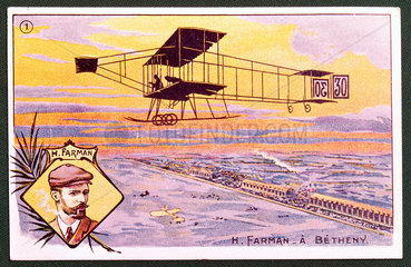 Henry Farman and his aircraft  1908.
