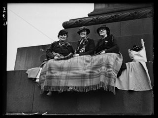 Three women in Trafalgar Square  1937.