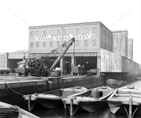 Great Western Railway warehouse at Poplar Dock  London  c 1900.