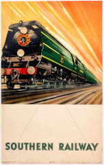 'Bulleid Pacific Locomotive'  SR poster  1946.