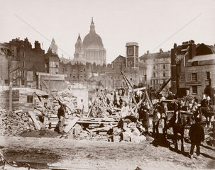 Site clearance at Queen Victoria Street  Blackfriars  London  c 1869.
