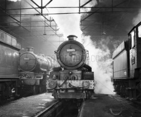 Steam locomotives in the Stafford Road shed  Wolverhampton  8 October 1961.