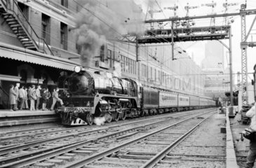 Locomotive at Flinders Street Station  Melbourne  Australia  1970.