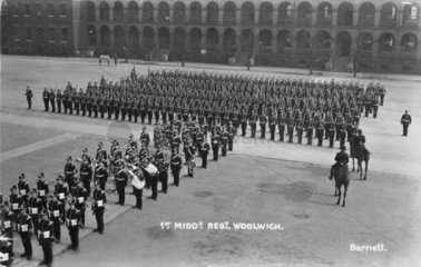 1st Middlesex Regiment on parade  Woolwich  London  1914-1918.