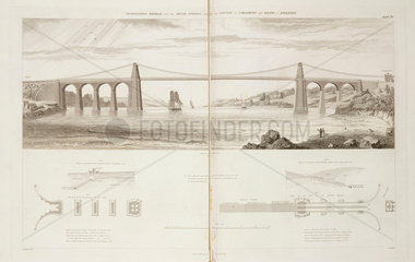 Menai Suspension Bridge  North Wales  1838.