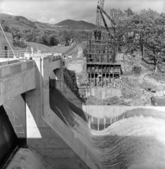 Dam and power station under construction at Pitlochry  1951.