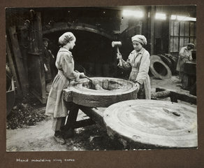 'Hand moulding ring cores'  1915-1918.