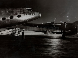 Three Ensigns under the Croydon Airport floodlights  1938.