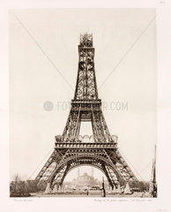 Erection of the upper section  Eiffel Tower  Paris  26 December 1888.