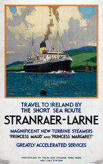 ‘Stranraer-Larne’  LMS poster  c 1930s.