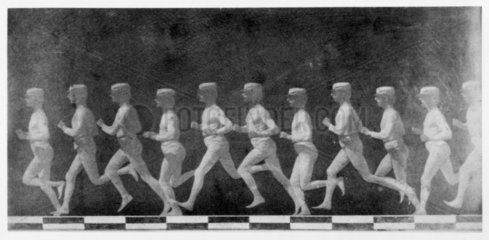 Chronophotographic pictures of a running man c 1892.