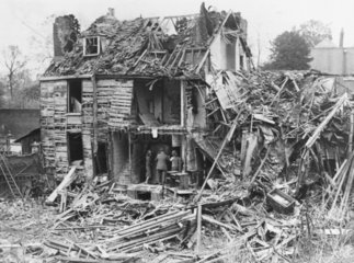 Bombed houses in Canterbury  Kent  Second World War  1942.