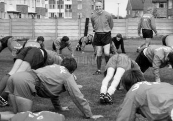 Bill Shankly with his team in training  July 1970.