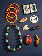 Plastic jewellery from the John Jesse collection  early 20th century.