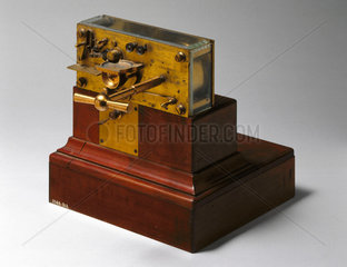 Morse tape recorder with tape drum  late 19th century.