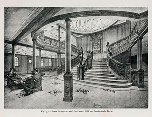 Interior of the ‘Olympic’ White Star liner  c 1911.