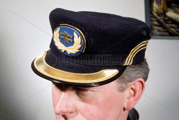 British Rail employee wearing cap with cap badge  April 1964.