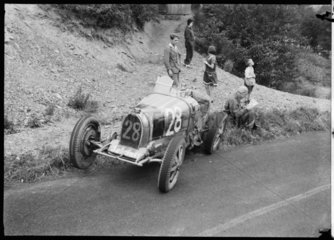 Bugatti racing car by the roadside  Germany  c 1931.