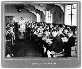 School canteen  1940s. Children eating scho