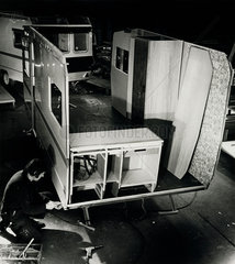 A worker assembles touring caravans in factory  Newmarket  1974.