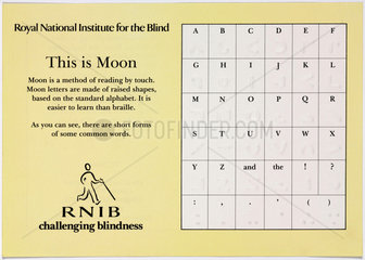‘This is moon’  RNIB information sheet  c 1980s.