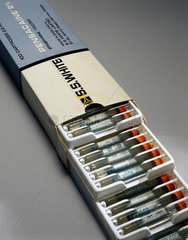 'Pensacaine' local anaesthetic injection cartridges  1975-1977.