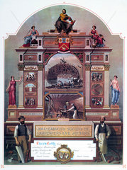 Trade society membership certificate  late 19th Century.