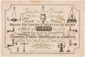 Trade card of Johnson  Brookes  Hector & Davidson  19th century.