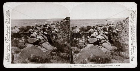 ‘British Scouts firing on a Boer Patrol near Colesberg  South Africa' 1900.