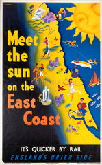 'Meet the Sun on the East Coast'  LNER poster  1939.