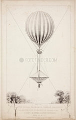 ‘The Royal Vauxhall Nassau Balloon with Mr Cocking’s Parachute’  1837.