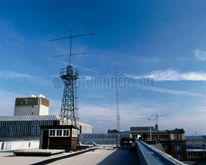 Radio aerials sited on the roof of the Science Museum  London  1980s.