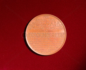 Medal celebrating the opening of the Forth Bridge  Scotland  1890.