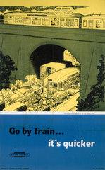 ‘Go by Train...It's Quicker’  BR poster  1948-1965.
