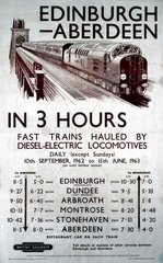 'Edinburgh-Aberdeen in 3 Hours’  BR (ScR) poster  1962.