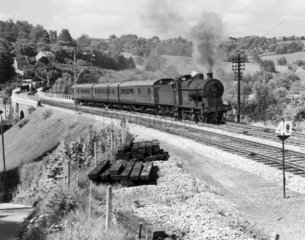 Steam locomotive No 44557  class 4F 0-6-0  Midford  Somerset  14 May 1960.