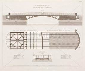 Cast iron swivel bridge at St Katharine's Docks  1838.