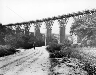 View of the Gover Viaduct  Cornwall  1895.